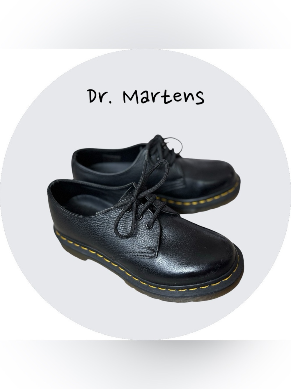 Women’s Dr. Martens Black Leather Oxfords with Yellow Stitching